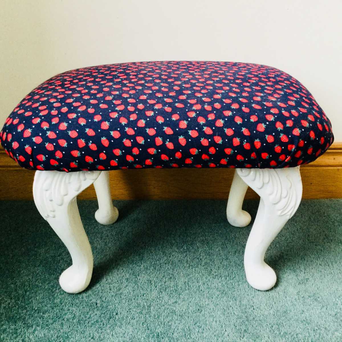 Footstool reupholstery project Gryphon Upholstery Ballymena Co Antrim